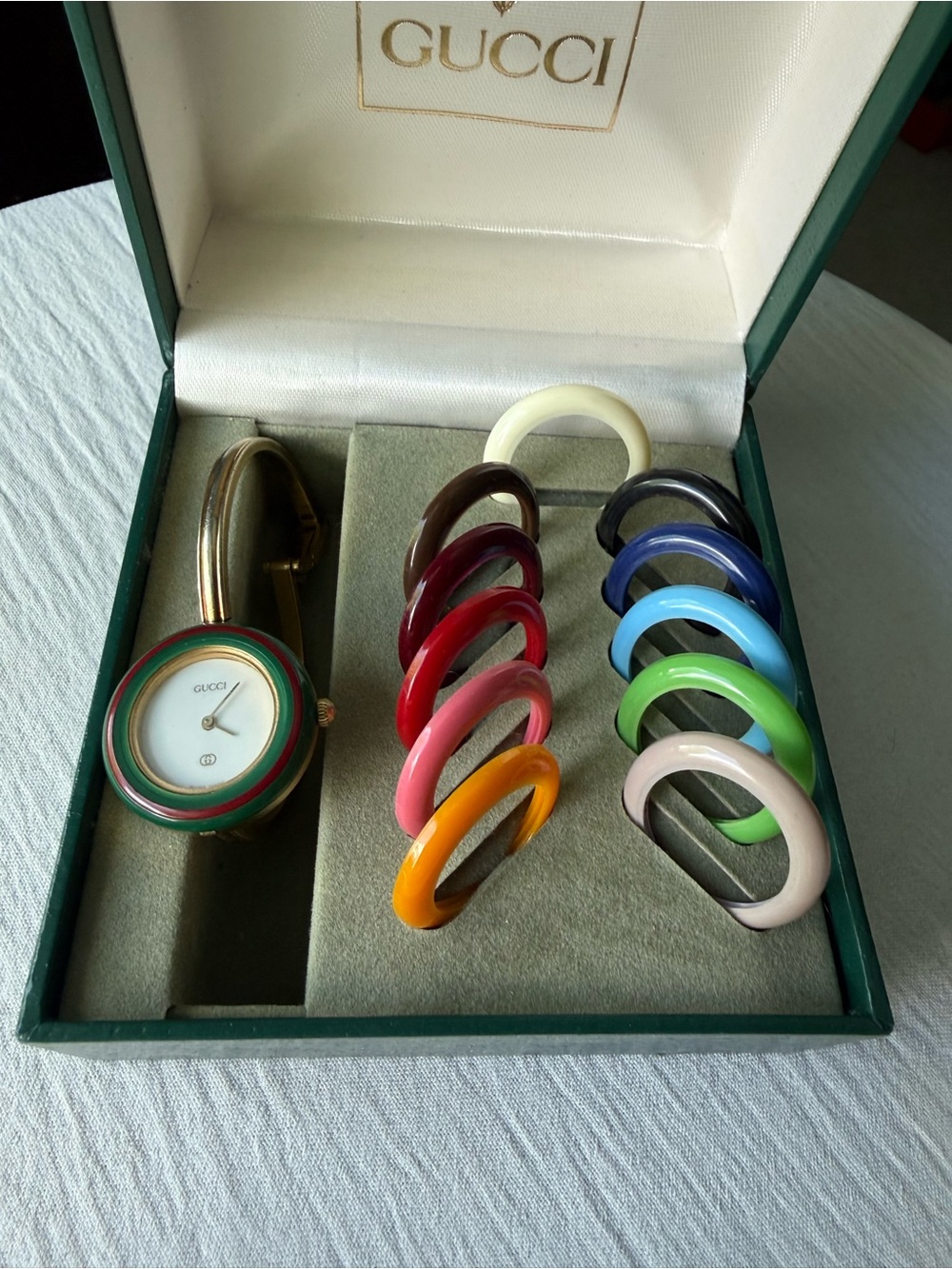 Vintage 1990s Gucci 1100L Full Set Of Changing Bezels! Quartz Watch